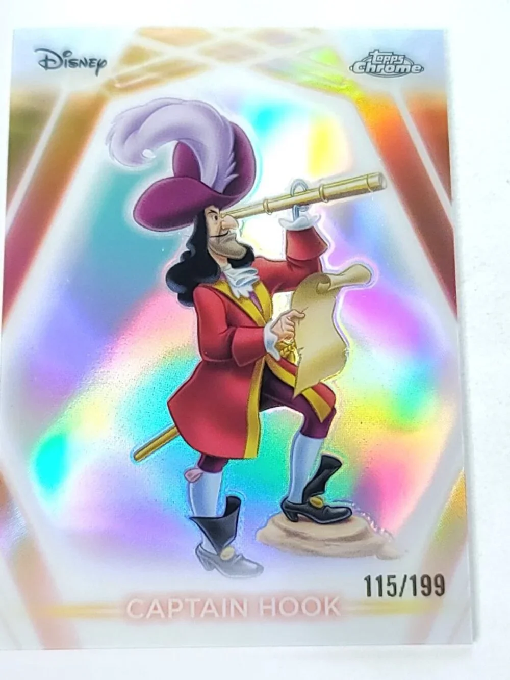 Captain Hook Topps 2026 Disney Neon Holo Chrome Refractor Limited 115/199 CNE